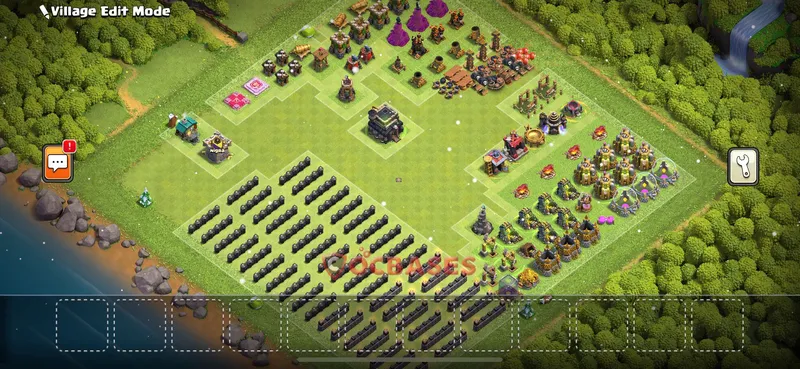 Town Hall 9 Base -progress base – Layout id: ej1t4 base layout, image 1