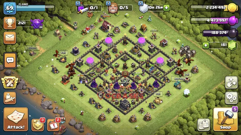 Town Hall 9 Base -trophy – Layout id: sy0az base layout