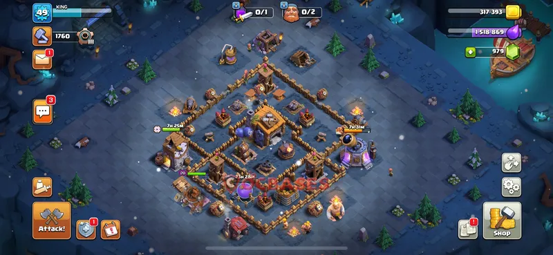 Builder Hall 7 Base -trophy – Layout id: v71hx base layout