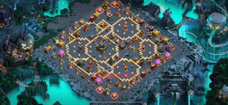 Town Hall 17 Base -hybrid – Layout id: hryxq base layout