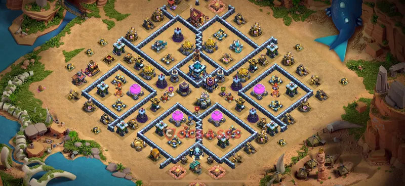 Town Hall 13 Base -hybrid – Layout id: u311z base layout