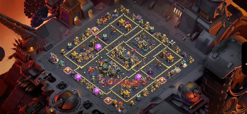Town Hall 17 Base -trophy – Layout id: 6h86w base layout
