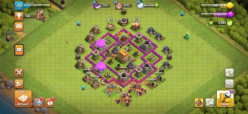 Town Hall 6 Base -hybrid – Layout id: 4e03f base layout