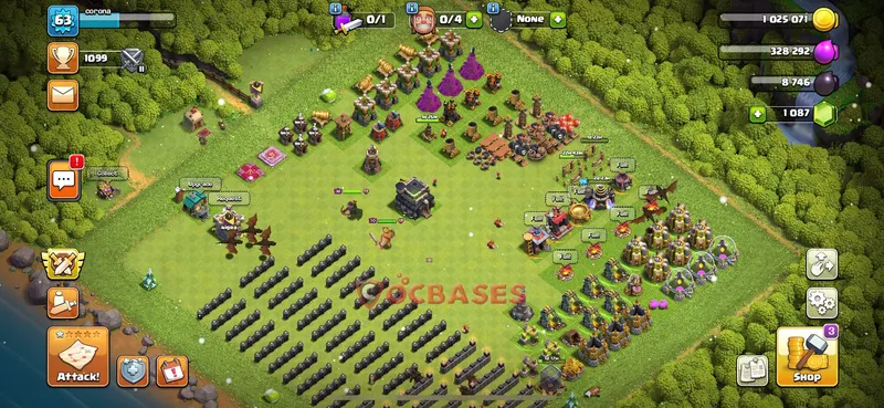 Town Hall 9 Base -progress base – Layout id: ej1t4 base layout, image 2