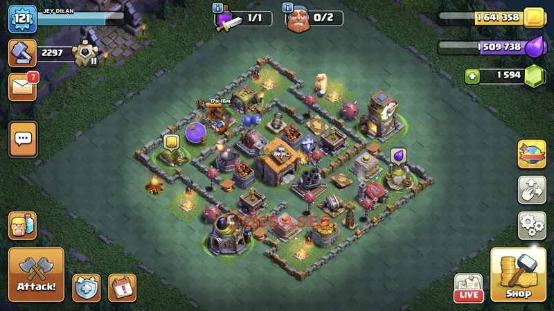 Builder Hall 6 Base -trophy – Layout id: 5owhn base layout, image 1