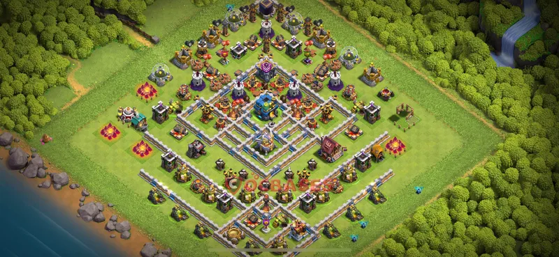 Town Hall 12 Base -trophy – Layout id: 9gqv0 base layout, image 1