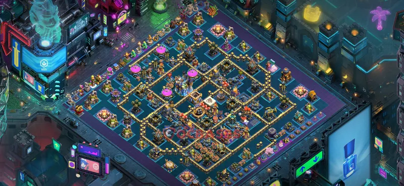 Town Hall 18 Base -war – Layout id: z9645 base layout, image 1