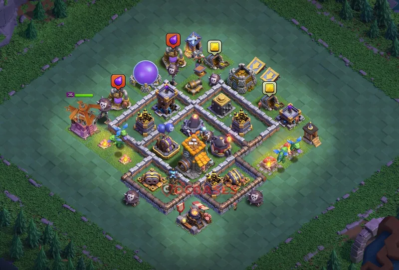 Builder Hall 10 Base -trophy – Layout id: eei35 base layout, image 1