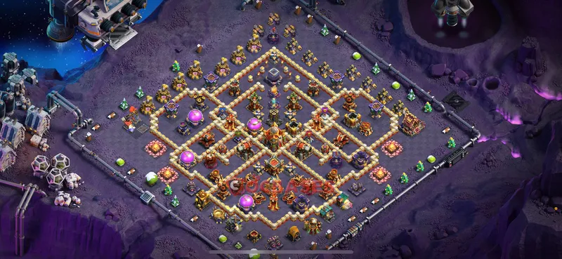 Town Hall 16 Base -hybrid – Layout id: f3nms base layout