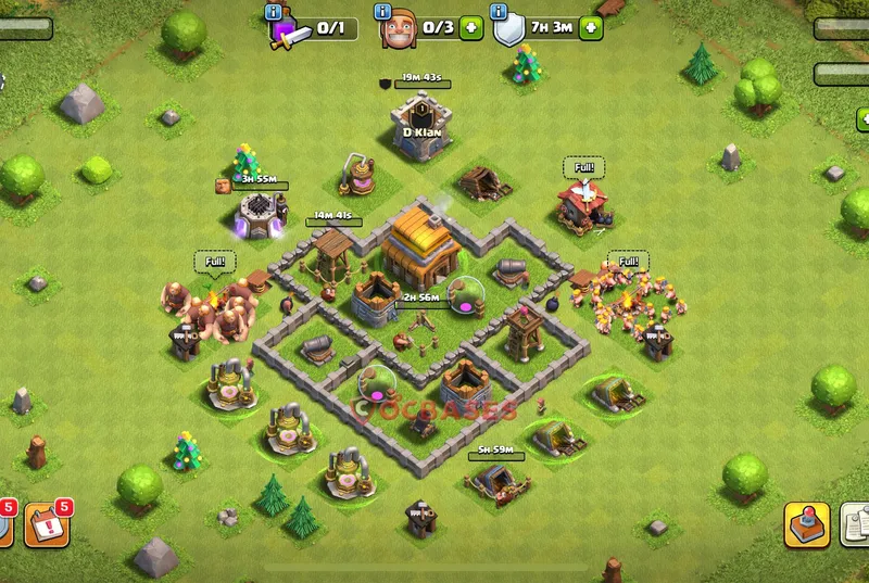 Town Hall 4 Base -hybrid – Layout id: fn6q7 base layout
