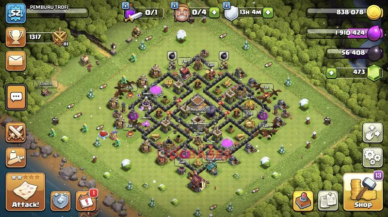 Town Hall 8 Base -farming – Layout id: 1u3kg base layout