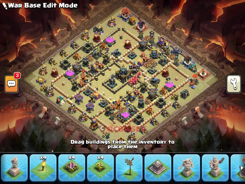 Town Hall 17 Base -war – Layout id: i42pr base layout