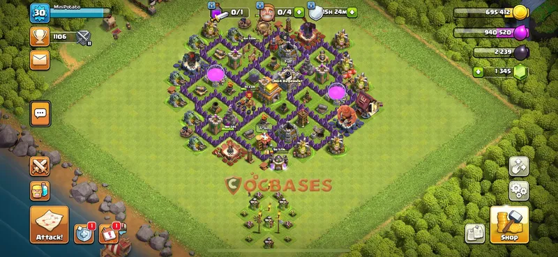 Town Hall 7 Base -hybrid – Layout id: zh66g base layout