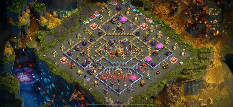 Town Hall 16 Base -hybrid – Layout id: 60pqo base layout, image 1