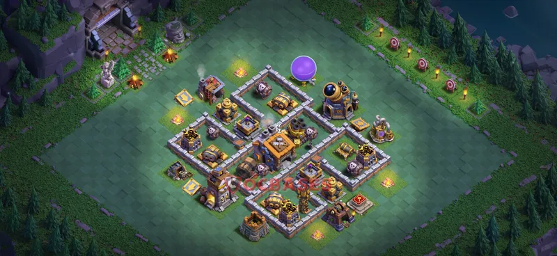 Builder Hall 9 Base -trophy – Layout id: 1dqk5 base layout, image 1