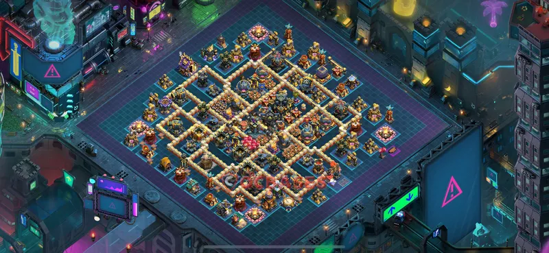 Town Hall 17 Base -trophy – Layout id: fj31h base layout, image 1