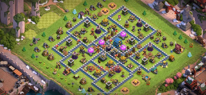 Town Hall 12 Base -hybrid – Layout id: 0sg84 base layout, image 1