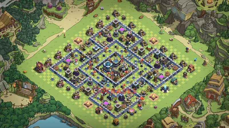 Town Hall 13 Base -trophy – Layout id: mzvyw base layout