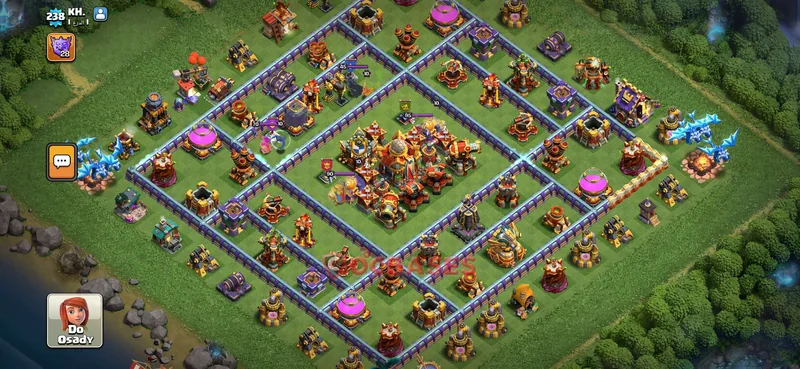 Town Hall 16 Base -war – Layout id: th94x base layout
