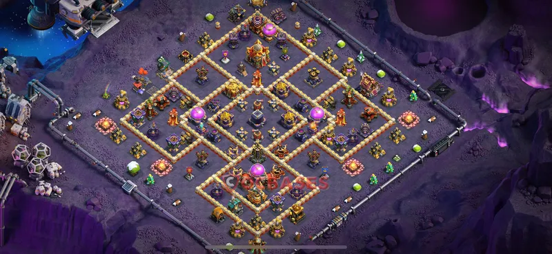Town Hall 16 Base -hybrid – Layout id: vembl base layout