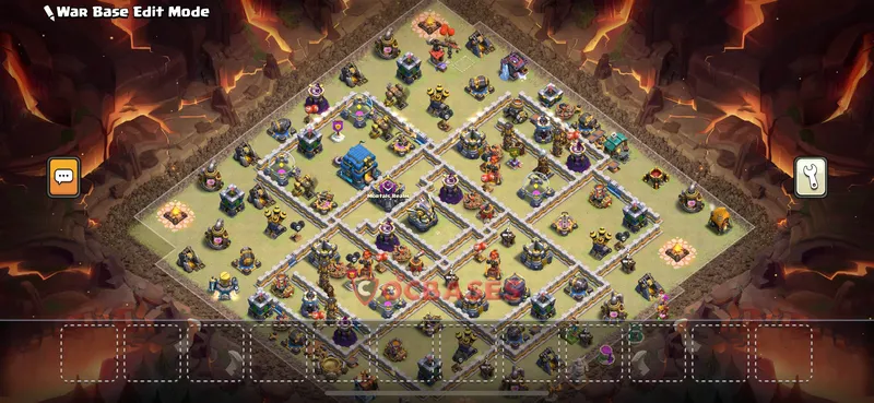Town Hall 12 Base -war – Layout id: 8ohuf base layout, image 1