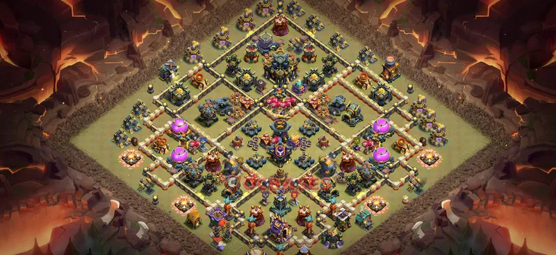 Town Hall 17 Base -war – Layout id: lzckp base layout, image 1