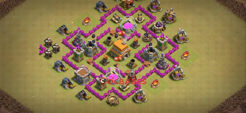 Town Hall 6 Base – Layout id: yv8kl base layout
