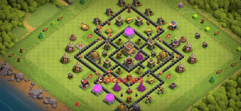 Town Hall 8 Base – Layout id: vmm9b base layout