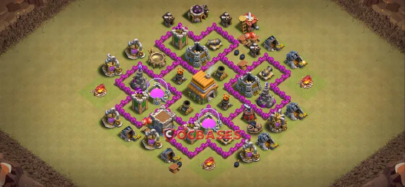 Town Hall 6 Base – Layout id: yl3lv base layout