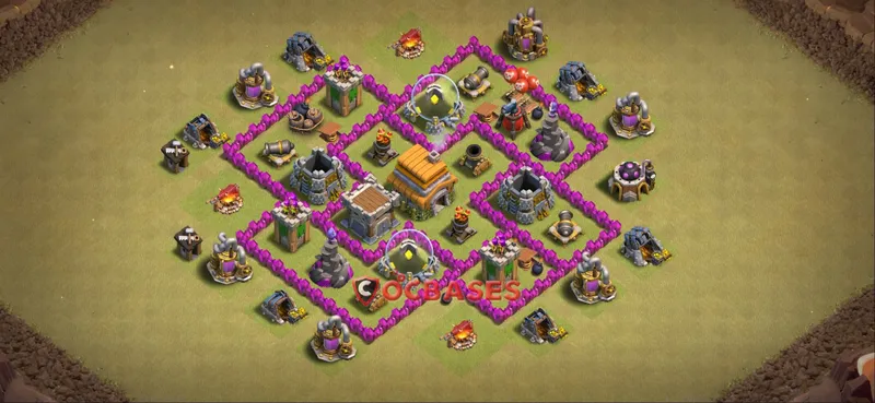 Town Hall 6 Base -war – Layout id: 355lg base layout