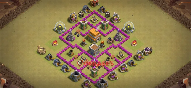 Town Hall 6 Base -war – Layout id: 3uscq base layout