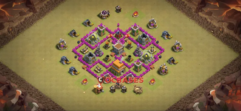 Town Hall 6 Base -war – Layout id: 75gmu base layout