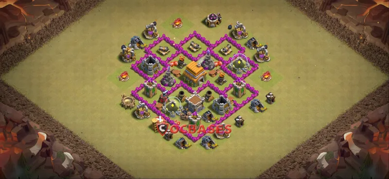 Town Hall 6 Base -war – Layout id: 3ul4r base layout
