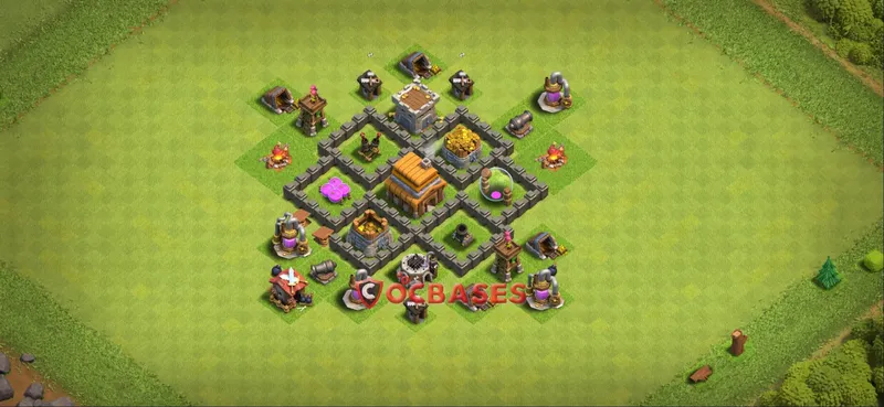 Town Hall 4 Base -farming – Layout id: zjbax base layout