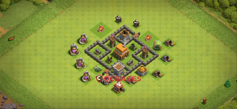 Town Hall 4 Base -farming – Layout id: 5nboa base layout