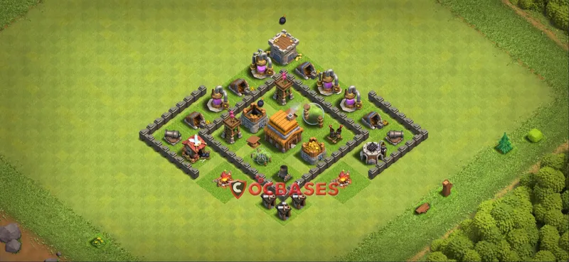Town Hall 4 Base -farming – Layout id: 2c0i1 base layout