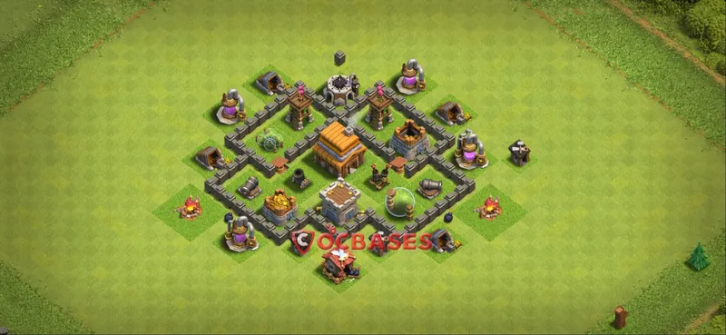 Town Hall 4 Base -farming – Layout id: 17fs5 base layout