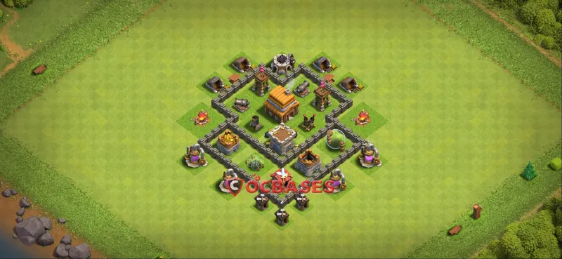 Town Hall 4 Base -farming – Layout id: oonb7 base layout