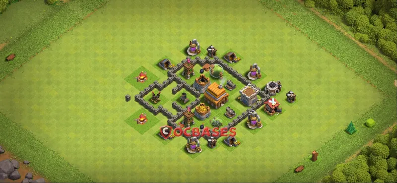 Town Hall 4 Base -farming – Layout id: 6kb6u base layout
