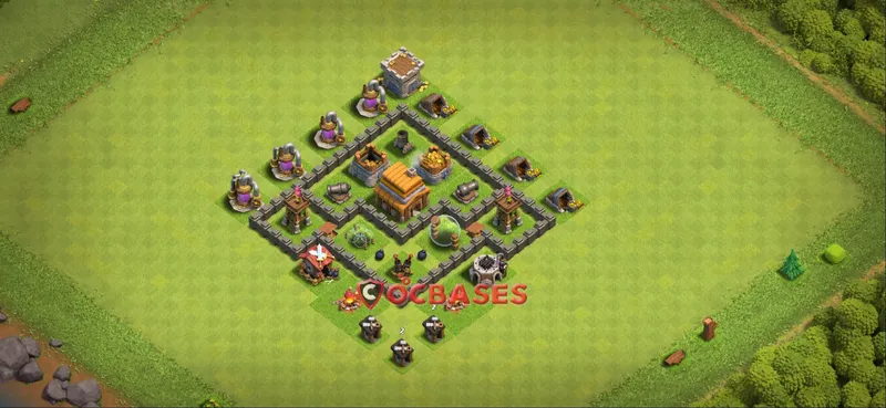 Town Hall 4 Base -farming – Layout id: 28bf7 base layout