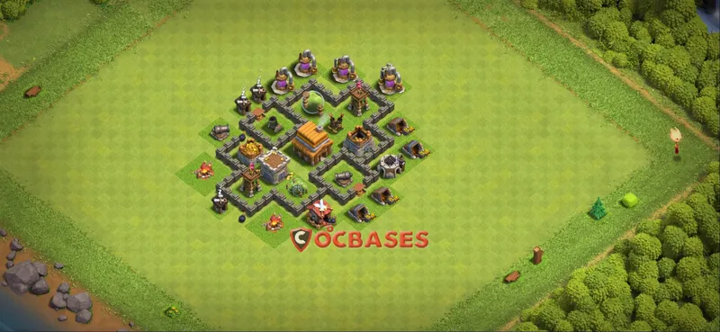 Town Hall 4 Base -farming – Layout id: i3swu base layout