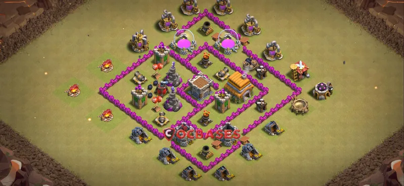 Town Hall 6 Base – Layout id: 4hlx1 base layout