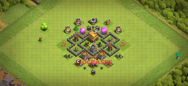 Town Hall 4 Base -war – Layout id: fpjqe base layout
