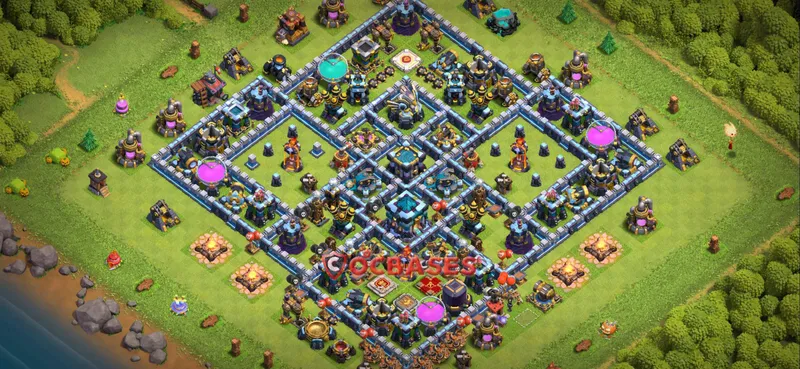 Town Hall 13 Base – Layout id: 4plaa base layout