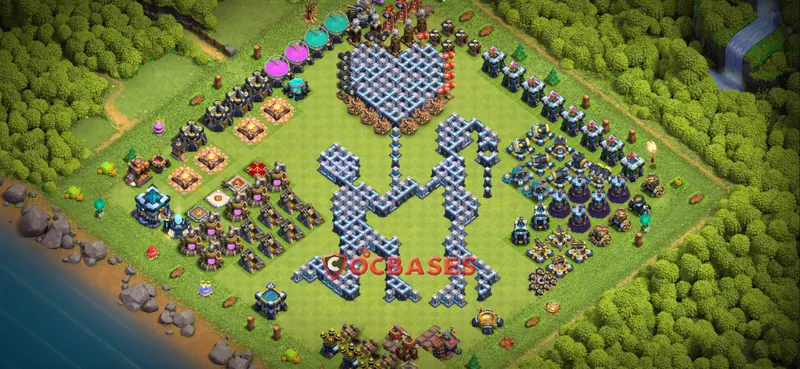 Town Hall 13 Base – Layout id: 5w20m base layout