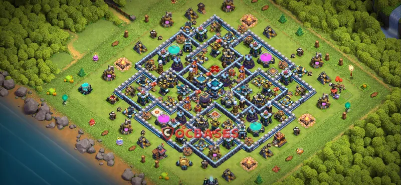 Town Hall 13 Base – Layout id: 0qjva base layout