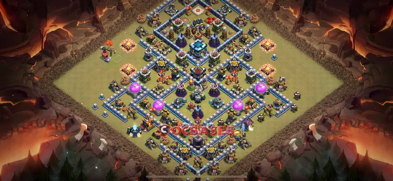 Town Hall 13 Base -hybrid – Layout id: 3uwmo base layout, image 1