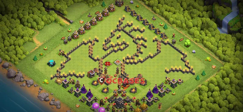 Town Hall 9 Base – Layout id: x7xcv base layout