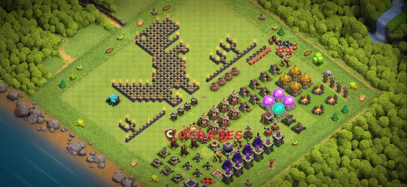 Town Hall 9 Base – Layout id: 0d1p1 base layout