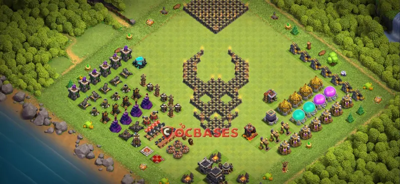 Town Hall 9 Base – Layout id: 44zrg base layout